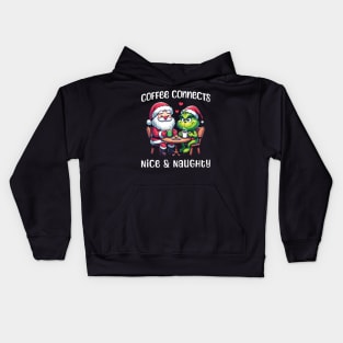 Coffee connects Nice & Naughty - Funny Christmas Kids Hoodie